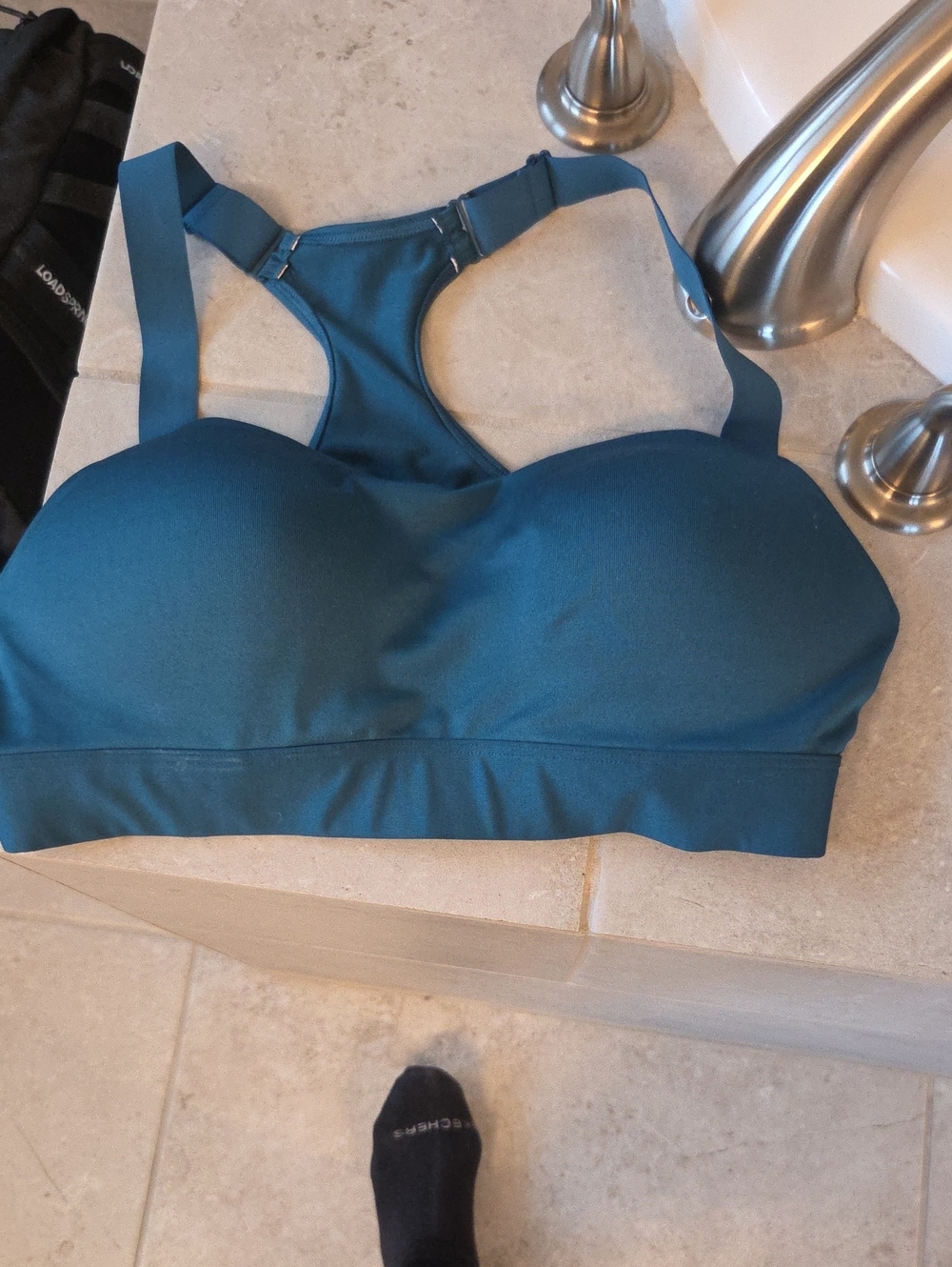 PINK Victoria's Secret Teal Racerback Padded Sports Bra